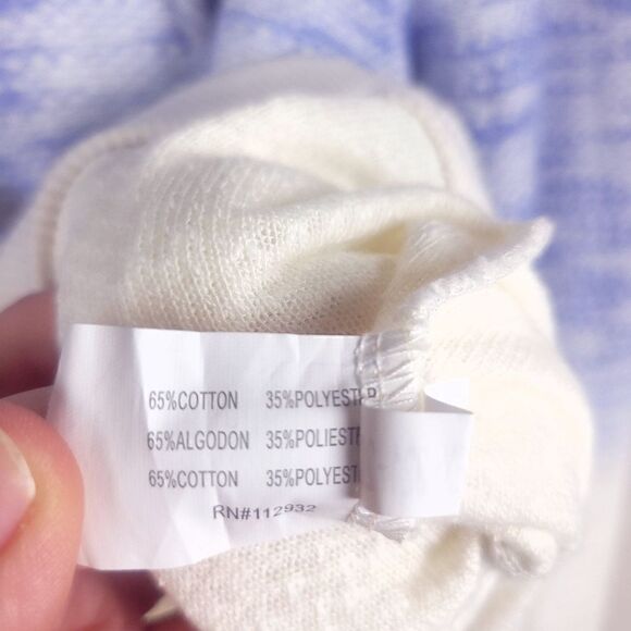 Beach by Exist Cavendish Blue White Hooded Pullover Size M - Picture 5 of 7